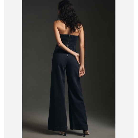 Brand New PILCRO STRAPLESS POLISHED WIDE-LEG DENIM JUMPSUIT - Picture 2 of 13